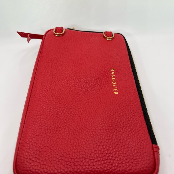 Bandolier Red Top Grain Leather Wallet Pouch with Gold Accents - Picture 8 of 8